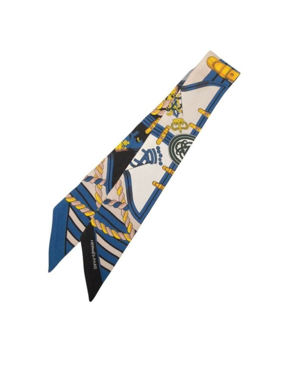 Hermes Twilly Horse Formal Attire Grande Tenue Scarf Blue Multicolor Silk